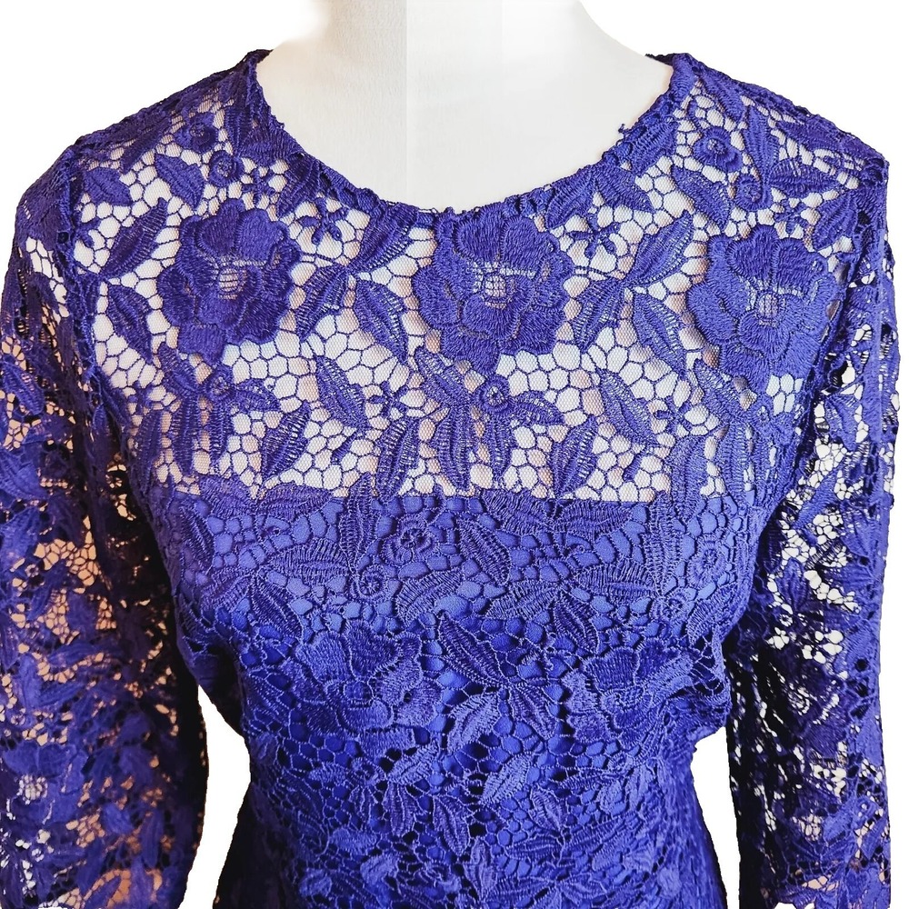 J Crew Womens Lace Shift Cocktail Dress Size 8  Royal *Blue/Purple Classic Dress
